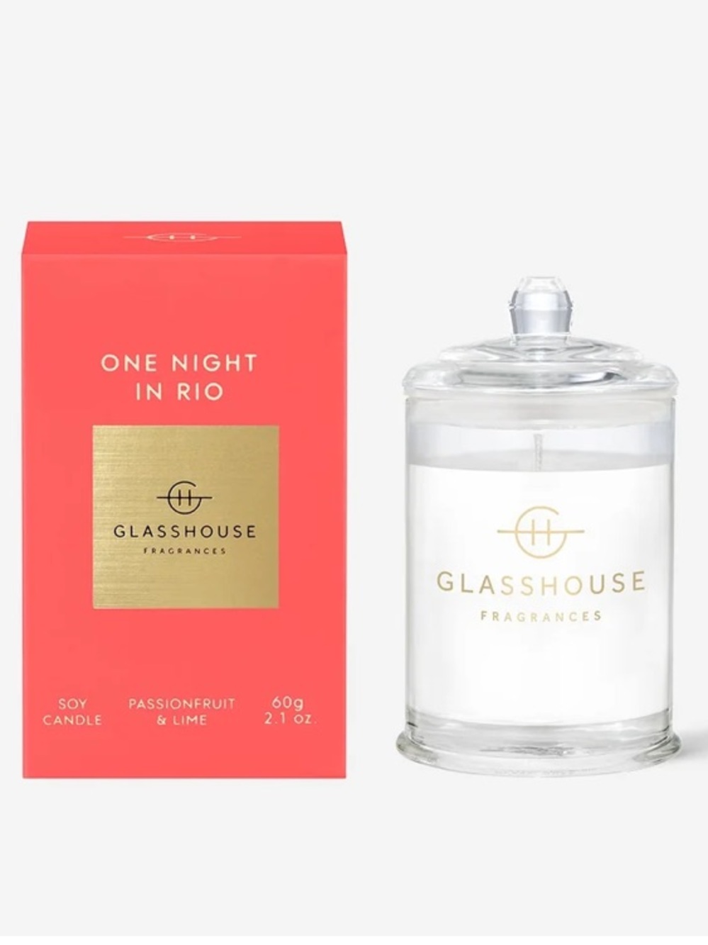 Glasshouse "One Night in Rio" Soy Candle - White & Coral 2.1 oz. New Delightful